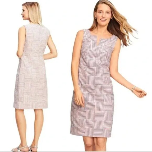 Talbots Seersucker Patchwork Dress NEW Size 2 Red White Blue - Picture 1 of 5
